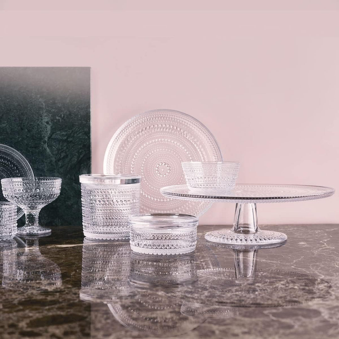 Iittala 005994 Kastehelmi Kuchenplatte mit Fuss, klar, 315 mm