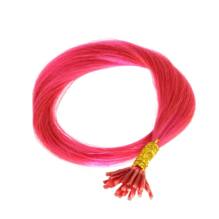 hair2heart 100 x Microring I-Tip Extensions aus Echthaar, 50cm, 1g Strähnen, glatt - Farbe rot, rot