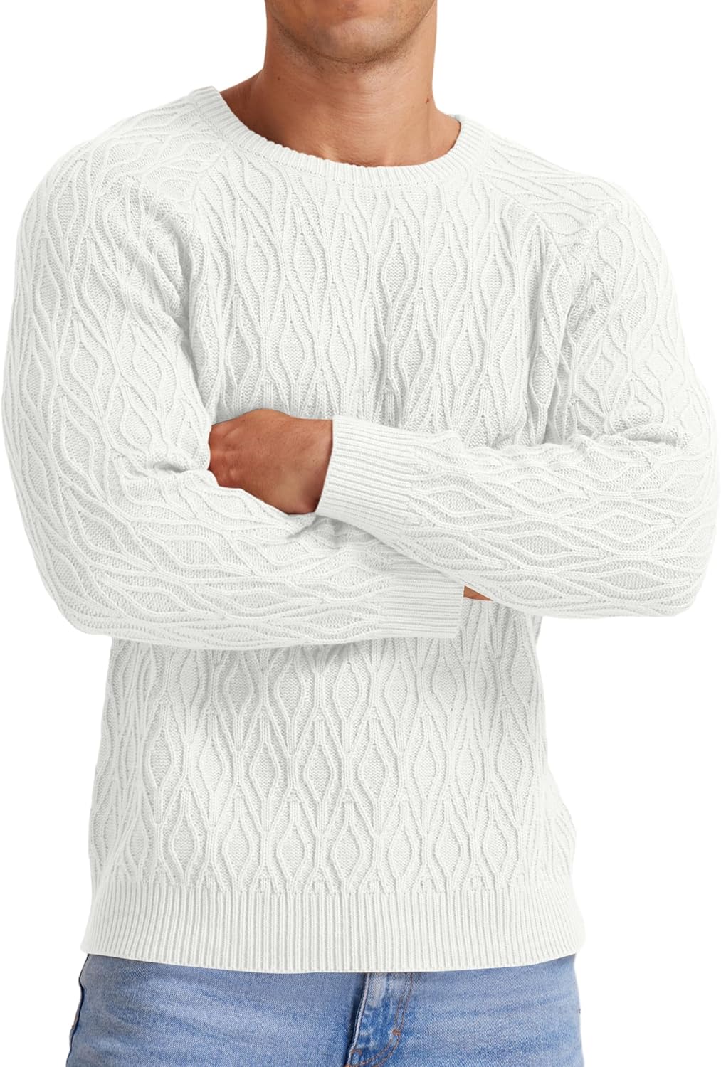 Sailwind Herren Strickpullover Zopfstrick Rundhalsausschnitt Warm Langarmpullover Herren Tops Winter