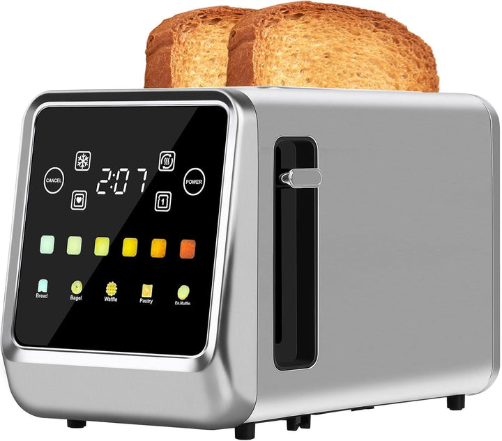 Touch Screen Toaster 2 Slice with LCD Display Digital Timer Toasters 6 Bread Types&amp; 6 Shade Settings