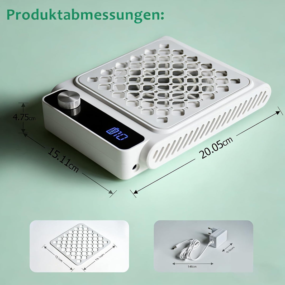 Nagelstaubsauger mit 10 Saugstufen & 30 Filtern, 6000 U/min leiser Staubabsauger für Nägel, Wiederau
