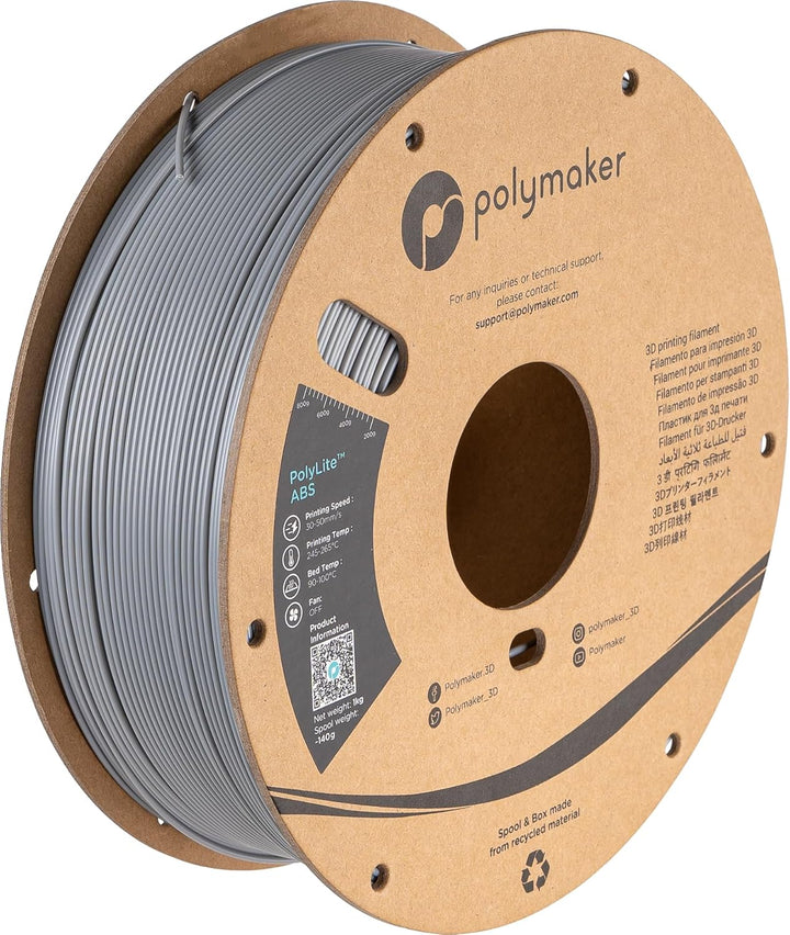 Polymaker PolyLite ABS Grau - 1,75mm - 1kg Mehrfarbig Acrylnitril-Butadien-Styrol, Mehrfarbig Acryln