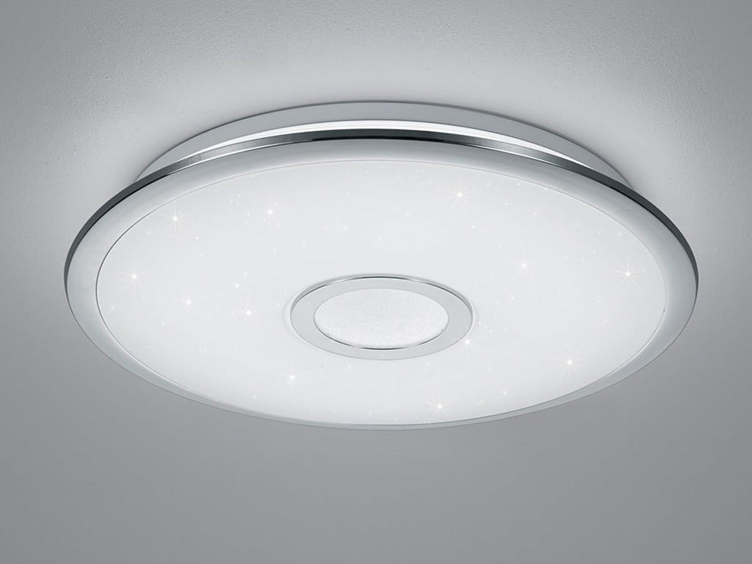 Trio Leuchten LED Deckenleuchte Osaka 678713006, Chrom, Acryl weiss mit Star Light Effekt, 30 Watt,