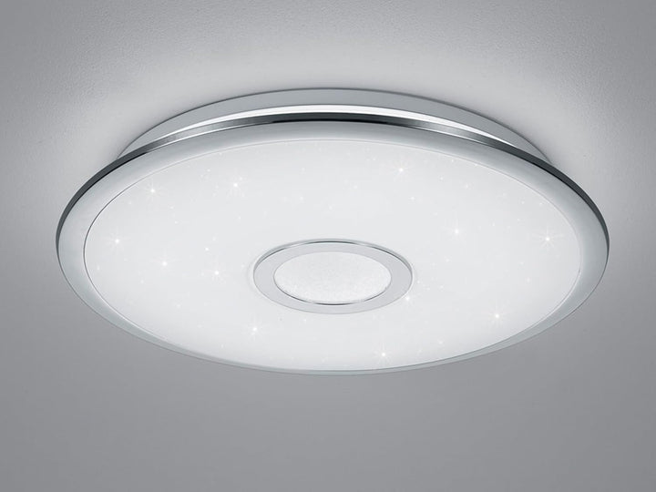 Trio Leuchten LED Deckenleuchte Osaka 678713006, Chrom, Acryl weiss mit Star Light Effekt, 30 Watt,