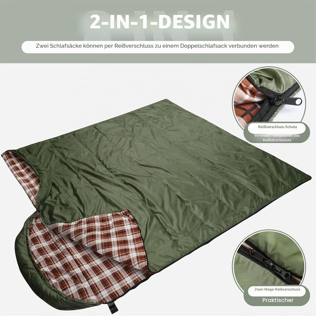 Baumwoll-Flanell-Schlafsack für Erwachsene, 100% Baumwollfutter-Schlafsack für Camping, Wandern, Ruc