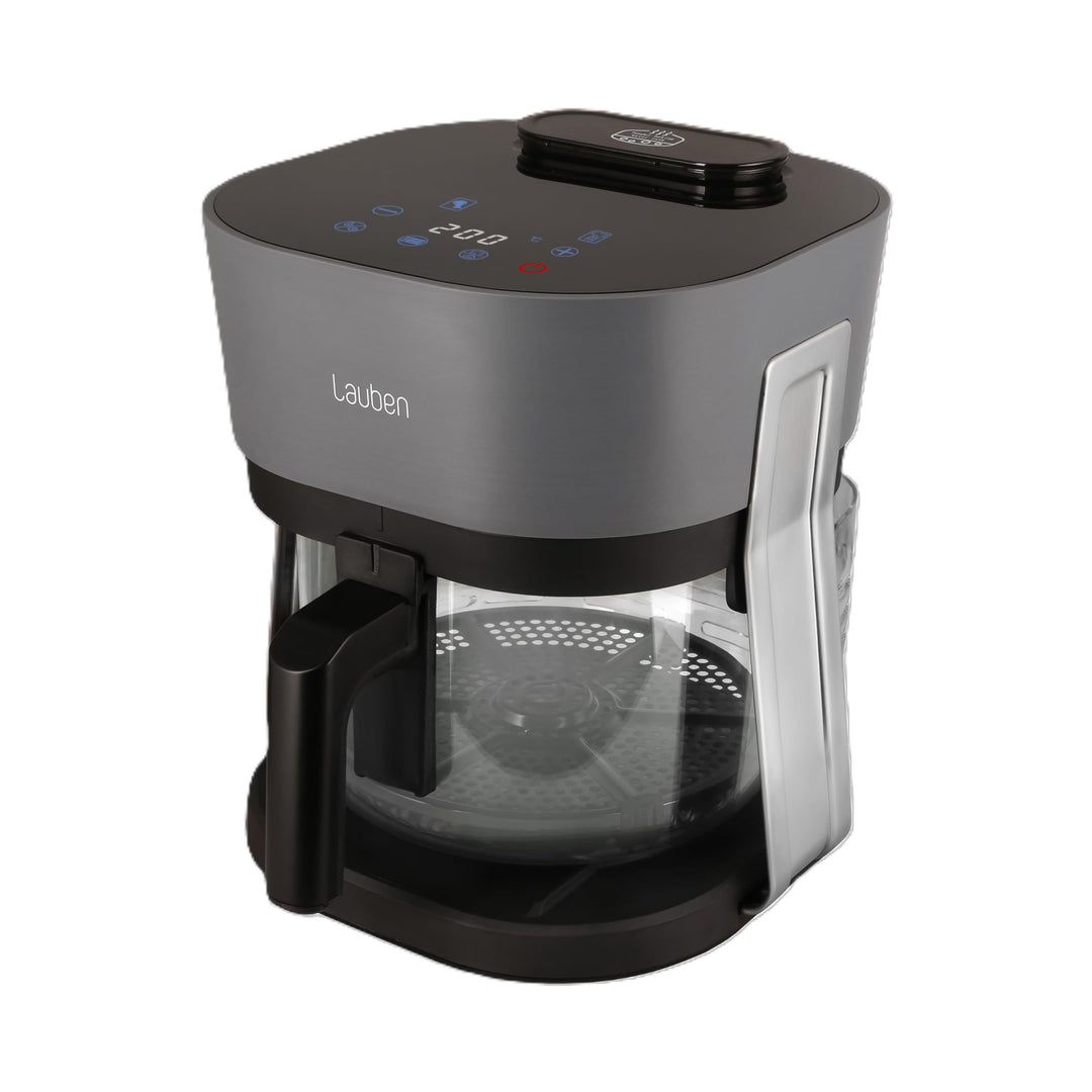 Lauben Glass&Steam Heissluftfritteuse 4500BG Air Fryer mit Glasfrittierkorb, Dampffunktion, 8 Progra