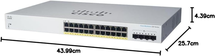 Cisco Business CBS220-24FP-4X Smart Switch | 24 GE-Ports | Full PoE | 4x10G SFP+ | 3 Jahre eingeschr
