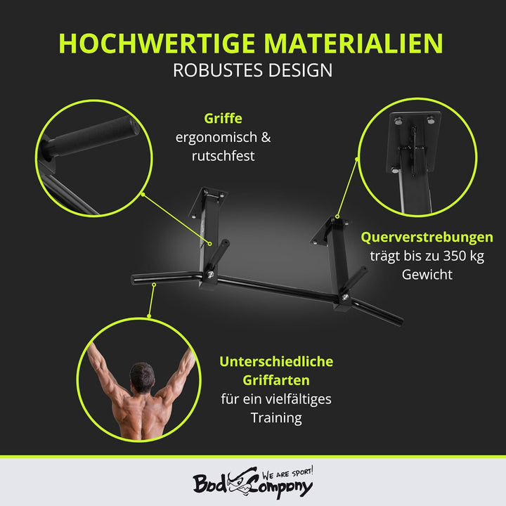 Bad Company Klimmzugstange für die Wandmontage oder Deckenmontage bis 350 kg belastbar inkl. Anleitu
