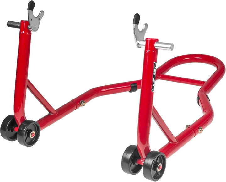 Motorradständer/Montageständer Parzini Strada hinten/Hinterrad, V-förmiger Adapter, rot, gummiert Un