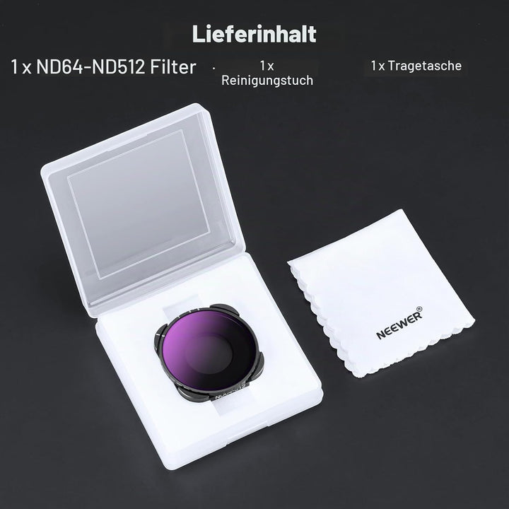 NEEWER Variabler ND64-ND512 Filter Kompatibel mit GoPro Hero 13, Hero12, Hero11, Hero10, Hero9, 5-9