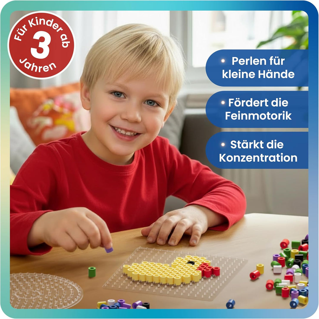 Smowo® Grosse 10mm Bügelperlen 2000 Stück für Kinder ab 3 Jahren - 7 bunte Farben XL Steckperlen - K