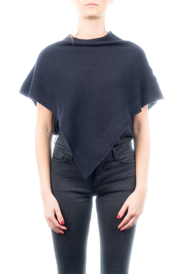 Dalle Piane Cashmere - Kurzer Poncho aus 100% Kaschmir - für Frau Einheitsgrösse Grosse Grössen Blau