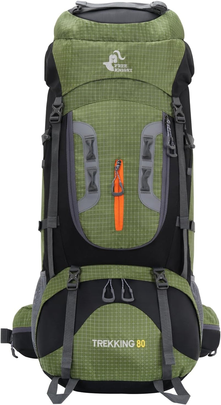 Bseash 80L Wasserdichter Wanderrucksack mit Regenschutz, leichter Outdoor-Sport, Reisen, Tagesrucksa