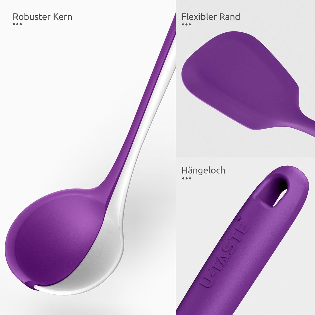 U-Taste 5 Stück Silikon Küchenhelfer, 315℃ hitzebeständiger, Lila | Kochutensilien, antihaftbeschich