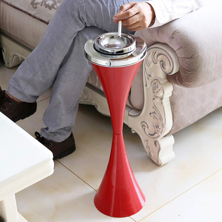 Standaschenbecher mit winddichtem Deckel für Terrasse rot, Rot