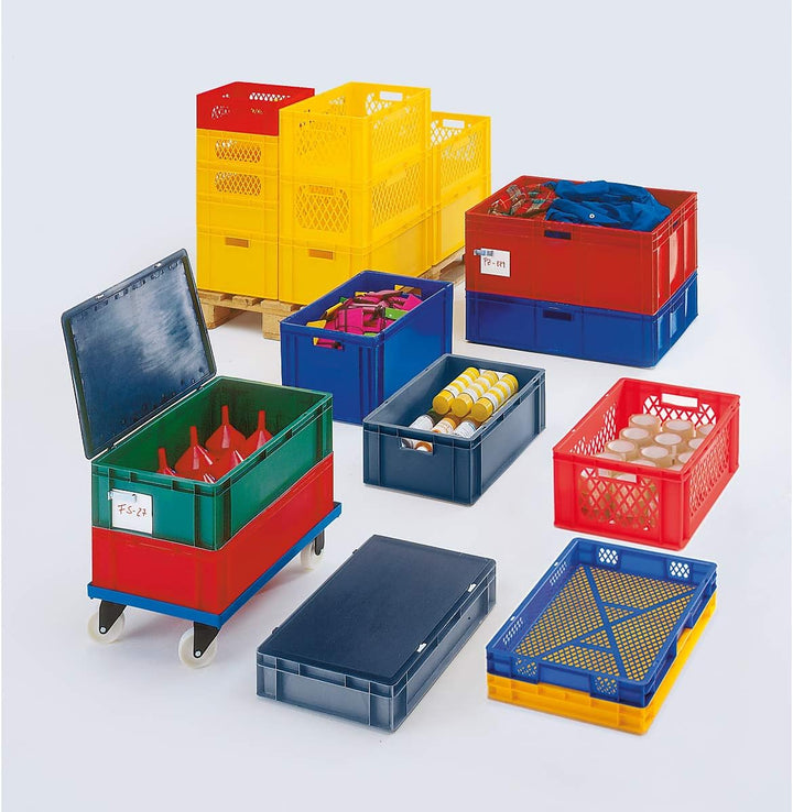 Euro-Format-Stapelbehälter, Wände und Boden geschlossen - LxBxH 400 x 300 x 210 mm - gelb, VE 5 Stk