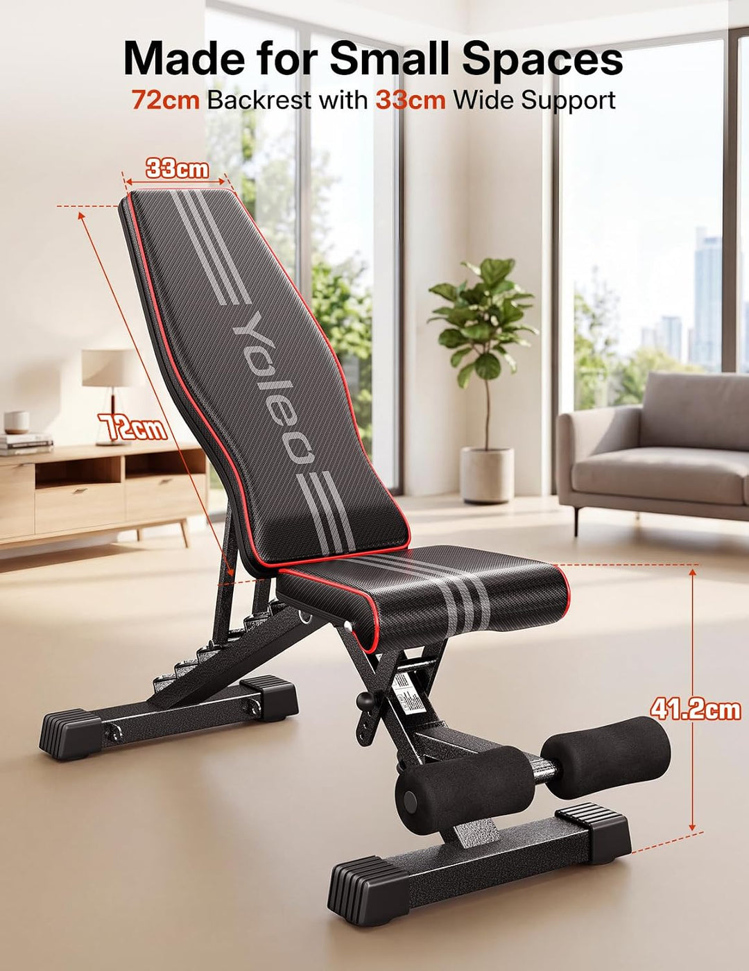 YOLEO klappbare Hantelbank Multifunktion Training Fitness Bank Bauchtrainer Schrägbank mit 6-Fach Ve