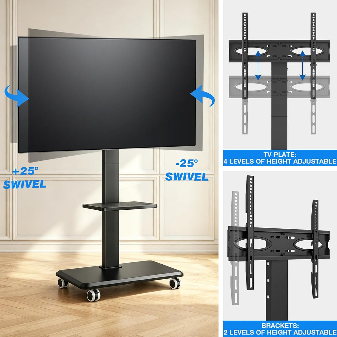 TV Ständer Rollbar Fernsehständer Bodenständer, RFIVER TV Rollwagen Wagen mit Rollen für 26-65 Zoll