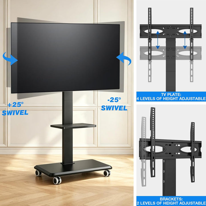 TV Ständer Rollbar Fernsehständer Bodenständer, RFIVER TV Rollwagen Wagen mit Rollen für 26-65 Zoll