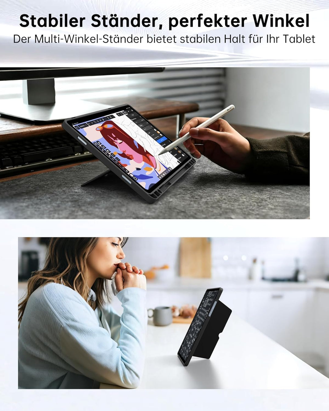 ROOFEI 11" Galaxy Tab A11+ Plus/A9+ Plus Hülle mit Tastatur QWERTZ - Abnehmbare Tastatur mit Touchpa