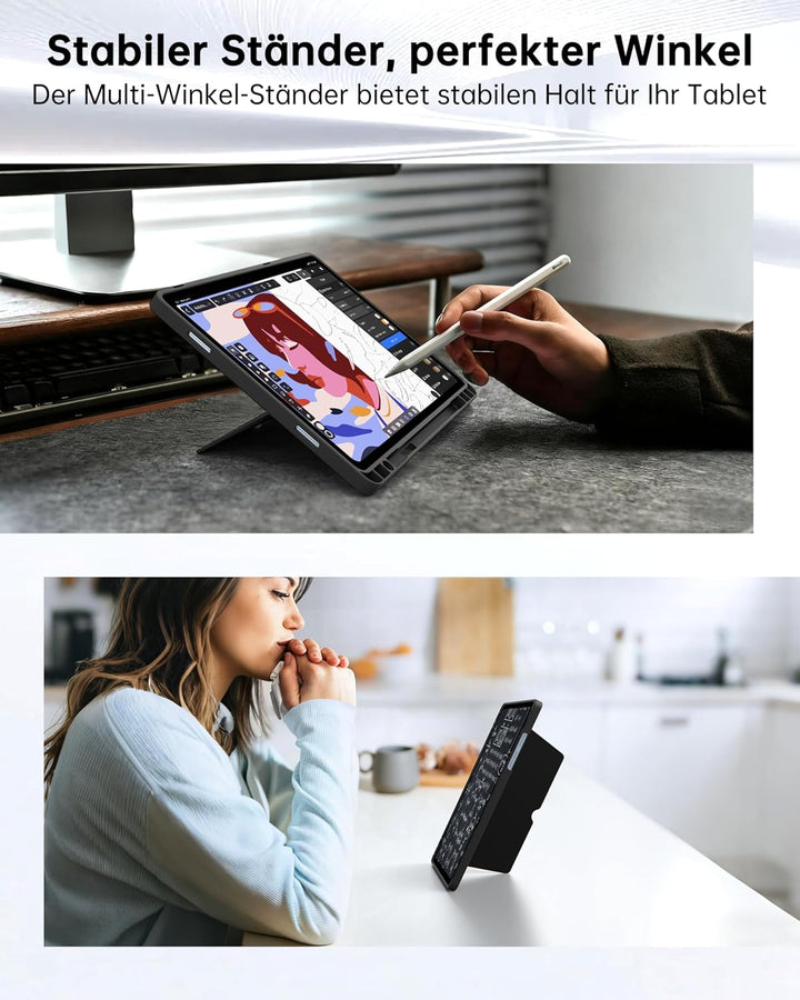 ROOFEI 11" Galaxy Tab A11+ Plus/A9+ Plus Hülle mit Tastatur QWERTZ - Abnehmbare Tastatur mit Touchpa
