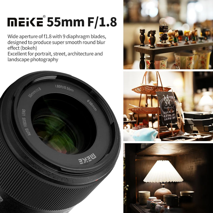 Meike 55 mm F1.8 Autofokus grosse Blende STM Vollformat Standard Prime Portrait Objektiv kompatibel