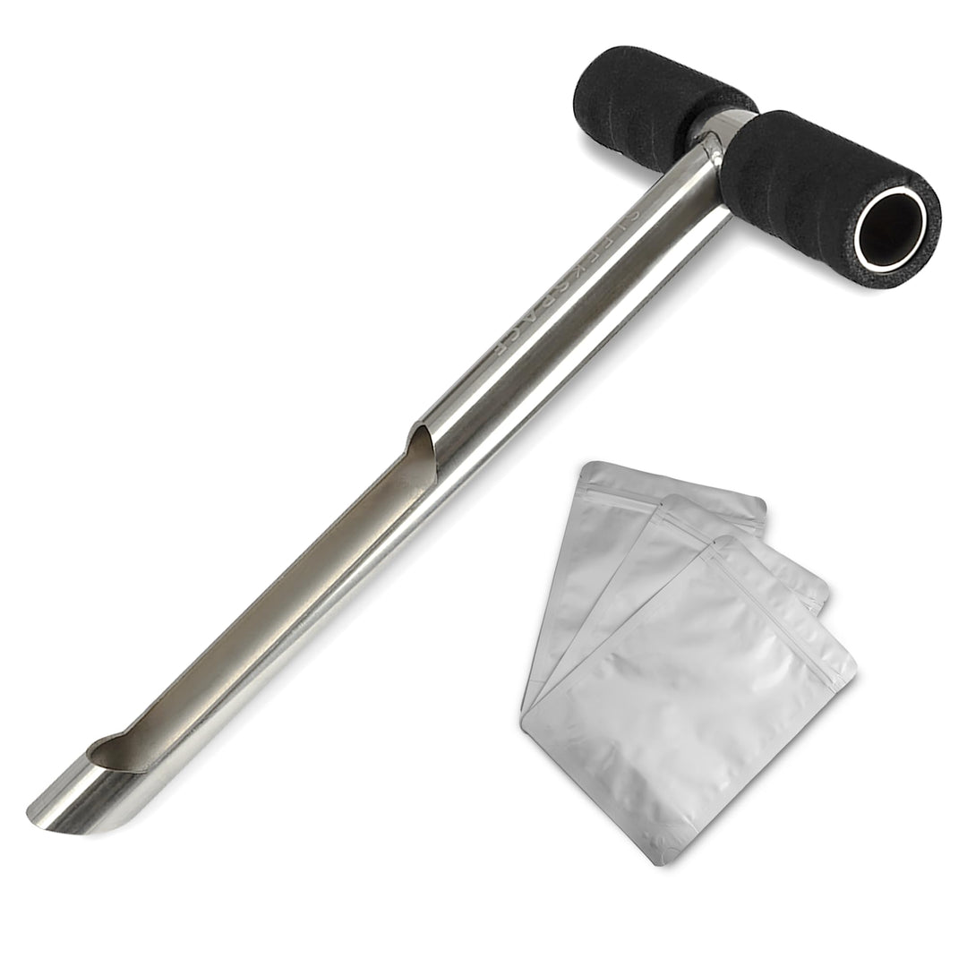 Sleekspace Bodensonde mit kleinen Bodenprobenbeuteln. 30,5 cm-Bodenprobensondenstab. Zum Patent ange