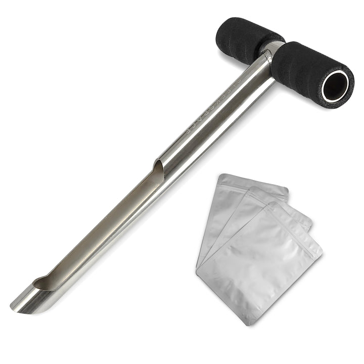 Sleekspace Bodensonde mit kleinen Bodenprobenbeuteln. 30,5 cm-Bodenprobensondenstab. Zum Patent ange