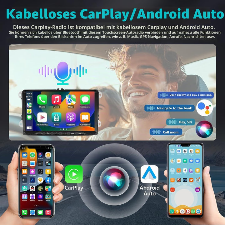 4GB+64GB Autoradio für VW Passat B6 T5 Golf 5 6 Polo 6R Tiguan T5 Jetta Seat Skoda mit Kabellosem Ca