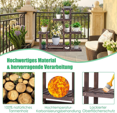 COSTWAY Pflanzenregal Blumenregal, Blumenständer Garten, Blumentreppe Holz, Pflanzentreppe mehrstöck