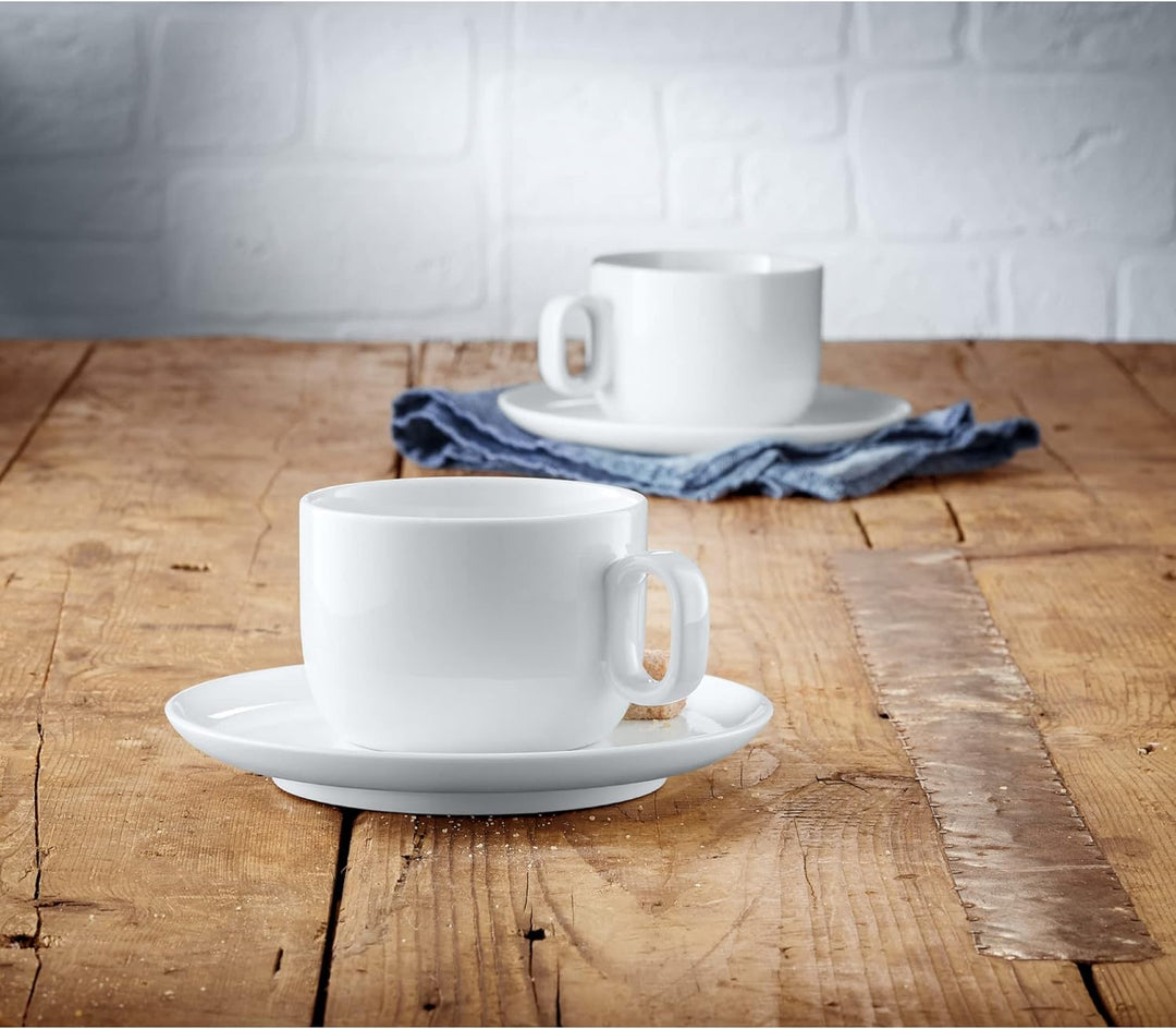 WMF Barista Tassen Set 4-teilig, zwei Kaffeetassen 160 ml mit Untertassen für Cappuccino, Porzellan,