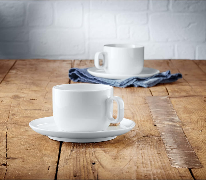 WMF Barista Tassen Set 4-teilig, zwei Kaffeetassen 160 ml mit Untertassen für Cappuccino, Porzellan,