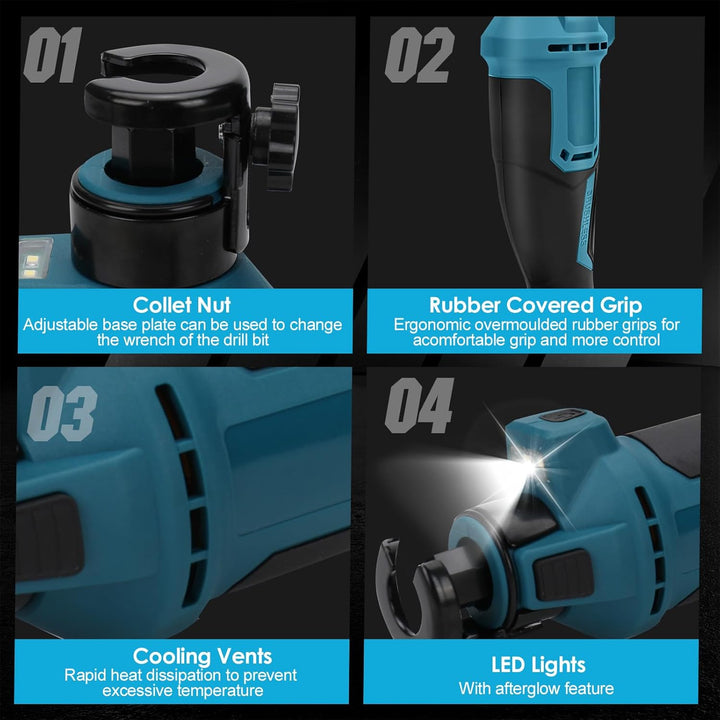 Akku Trockenbaufräser Kompatibel mit Makita 18V LXT Lithium-ion Akku, Bürstenlose Rotationsschneider