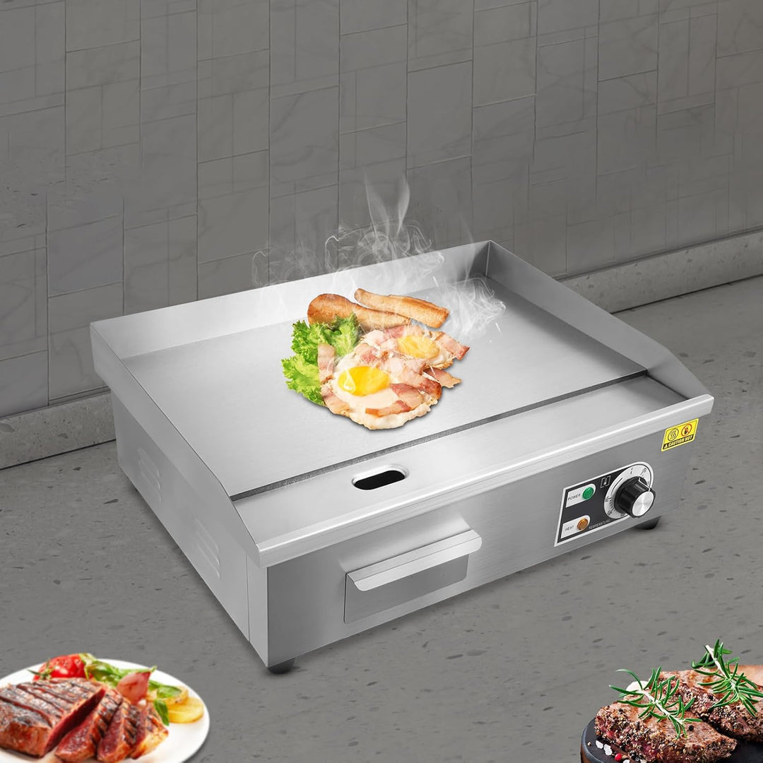 Grillplatte Elektrisch, 3000W Kommerzielle Elektrische Grillplatte - 55 x 30cm Verdickte Edelstahl-E