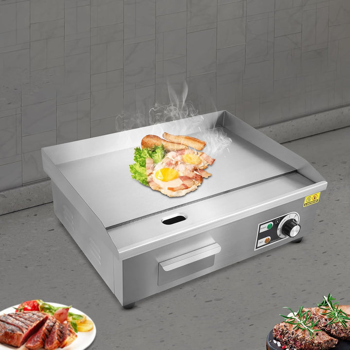 Grillplatte Elektrisch, 3000W Kommerzielle Elektrische Grillplatte - 55 x 30cm Verdickte Edelstahl-E
