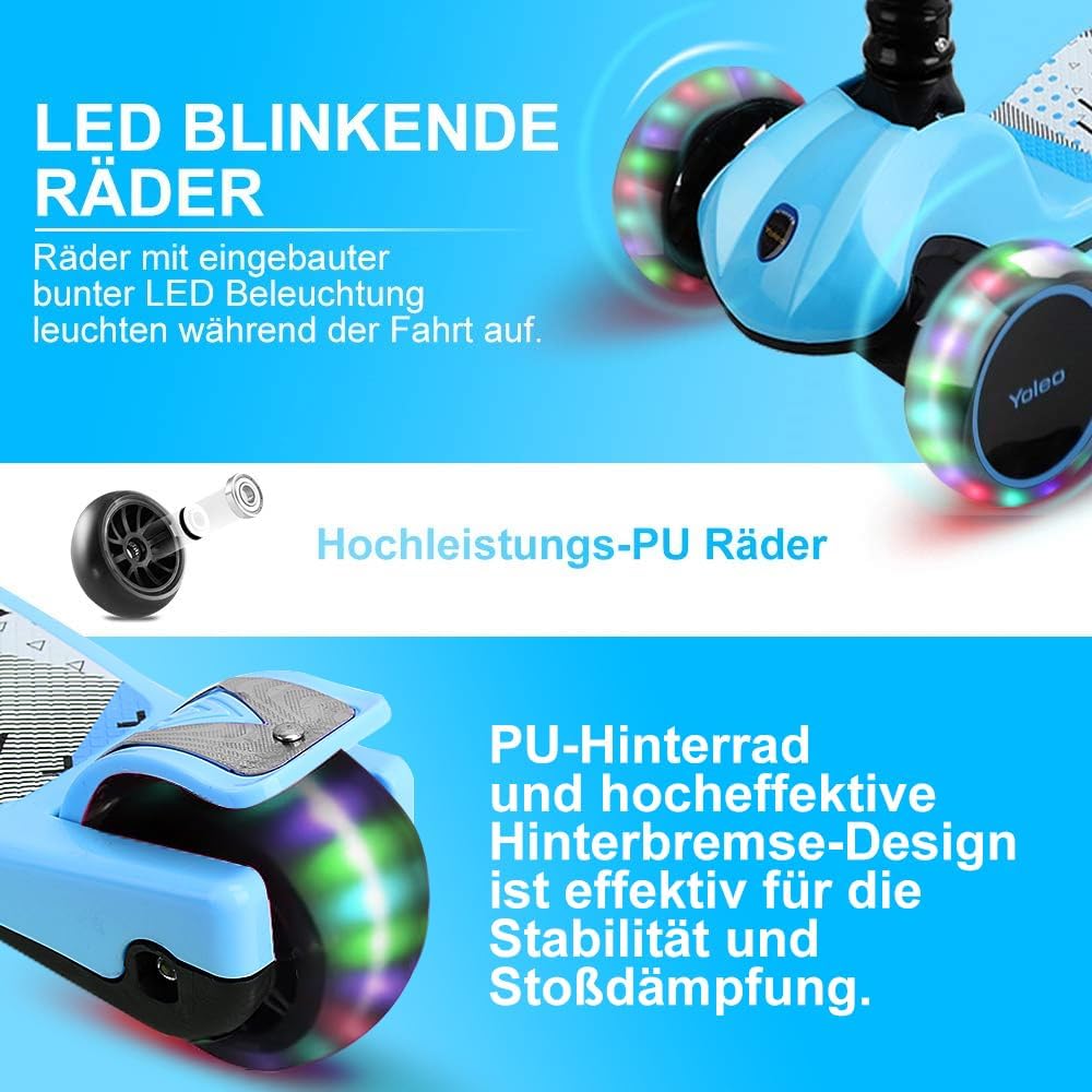 Kinder Roller, der Sichere Roller Kinder 3 Jahre, 4 Höhenverstellbare, Faltbar Lenker, 50 kg Belastb