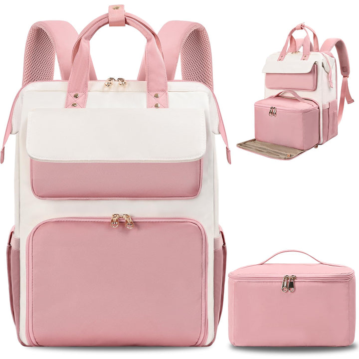BERTASCHE Lunch Rucksack, Laptop Rucksack Damen 15,6 Zoll mit Isoliertes Kühltasche, 2-in-1-Arbeitsr