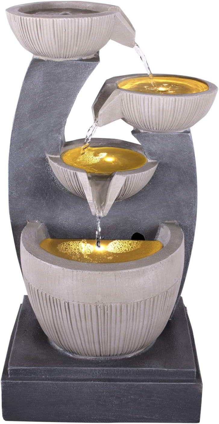 Gartenbrunnen Brunnen Zierbrunnen Zimmerbrunnen Springbrunnen Brunnen mit LED-Licht 230V Wasserfall