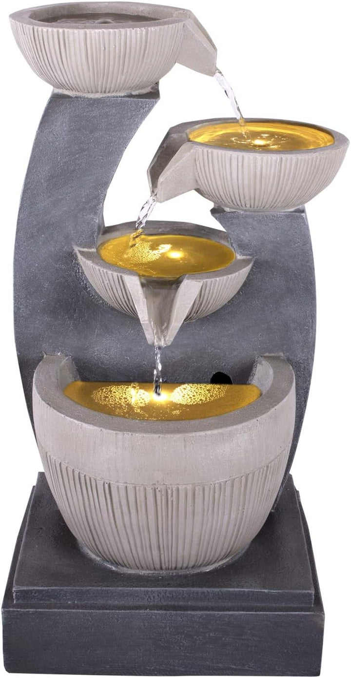 Gartenbrunnen Brunnen Zierbrunnen Zimmerbrunnen Springbrunnen Brunnen mit LED-Licht 230V Wasserfall