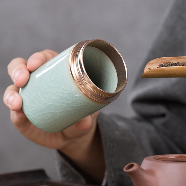 2 Stück Kleiner Keramischer Matcha-Behälter, Matcha Set, Keramik Teedose, Tragbarer Aufbewahrungsbeh