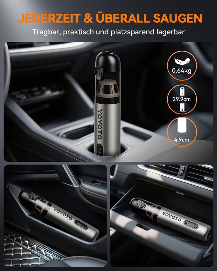 Akku-Autostaubsauger mit hoher Leistung Hellgrau