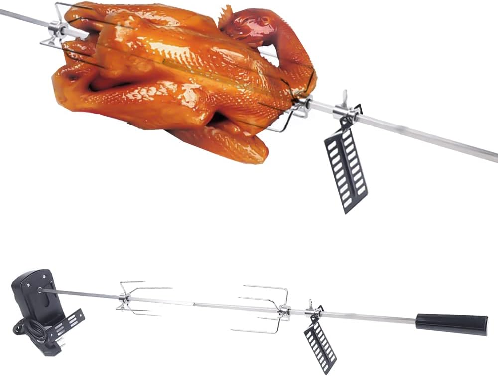 Edelstahl Grillspiess Spirit, Rotisserie Grillspiess mit Motor Traglast 5-8 kg, 360° Drehspiess für