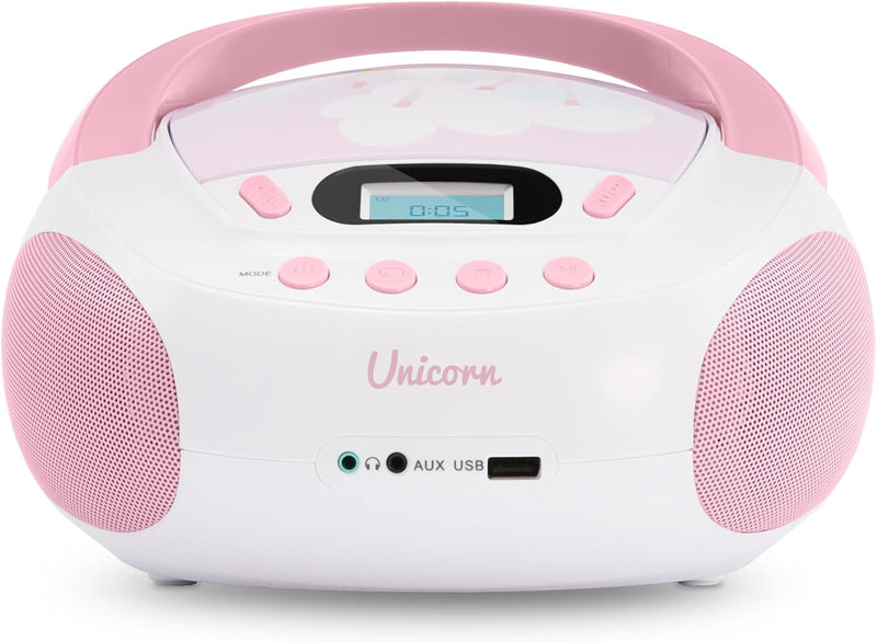 MOOOV 477407 CD-Player Einhorn für Kinder, mit USB-Port Rosa, Rosa