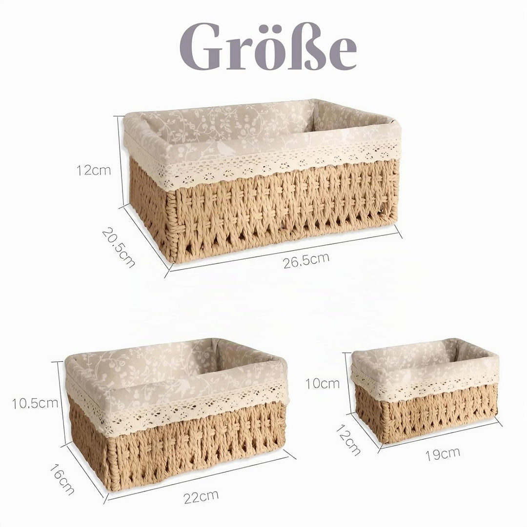 Aufbewahrungskorb Korb Geflochten, Körbe Aufbewahrung Bad Wickeltisch Organizer Flechtkorb 3er-Set,