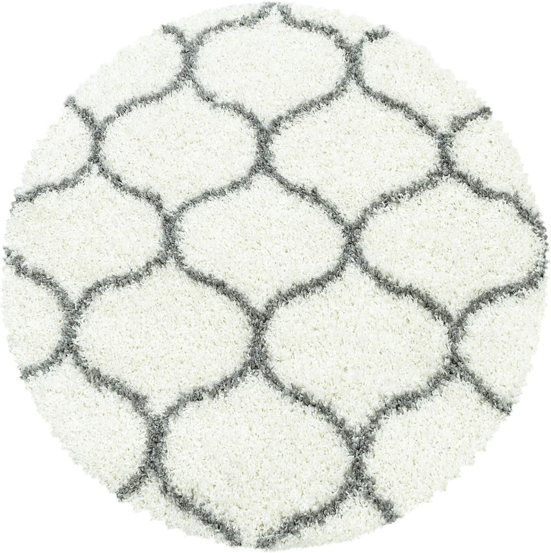 Hochflor Rund Teppich Wohnzimmer im Skandinavischen Stil Skandinavisches Design Flauschiger Langflor