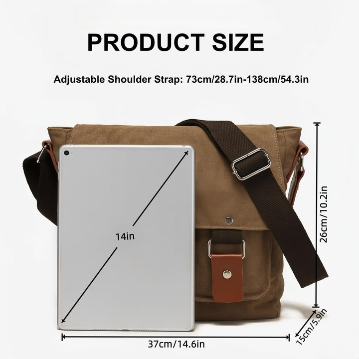 flintronic Umhängetasche, Vintage Canvas Schultertasche Herren Damen, Aktentasche Laptoptasche mit V