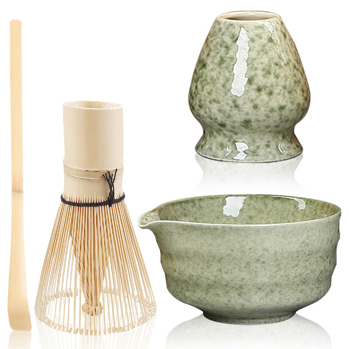 4 Stück Matcha Set, Matcha Besen Set, Matcha Tee Set, Matcha Besen Set, Matcha Schale mit Ausgiesser