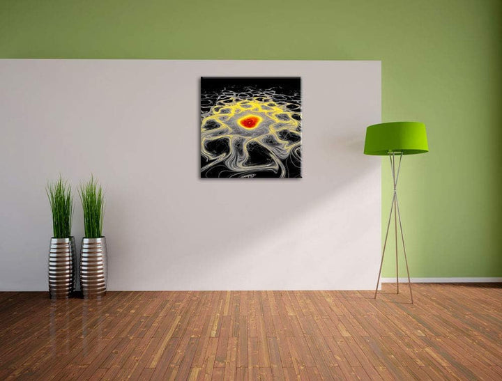 Pixxprint leuchtendes Lava Muster als Leinwandbild/Grösse: 70x70 cm/Wandbild/Kunstdruck/fertig bespa