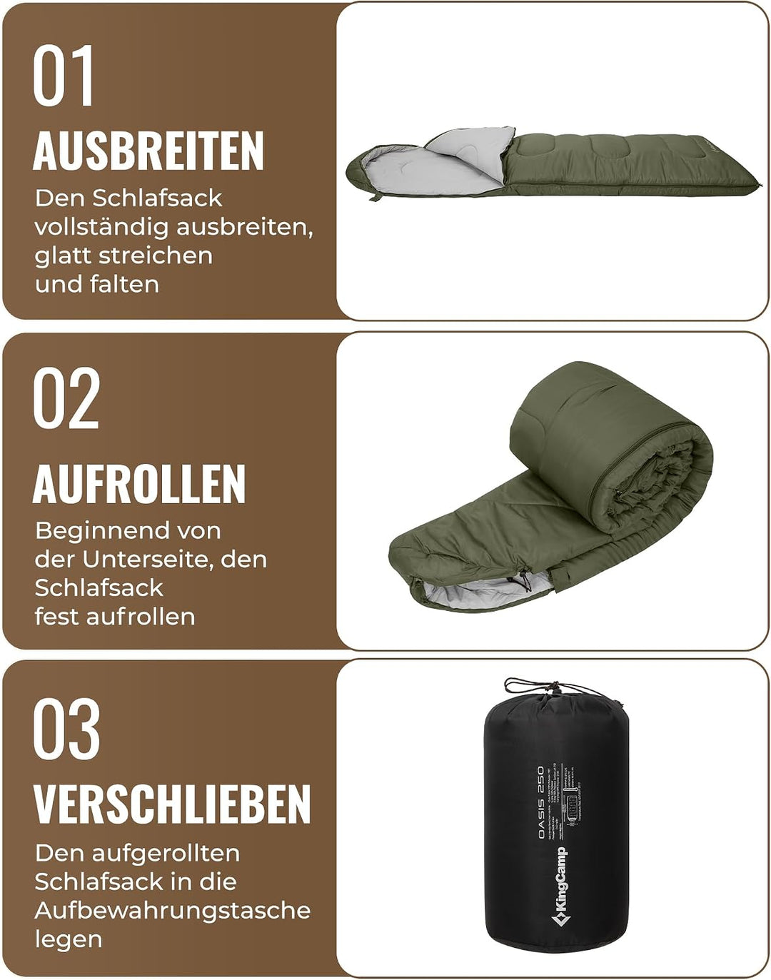 KingCamp Schlafsack für Erwachsene, kaltes Wetter & warm, XL, grosse und hohe Flanell-Schlafsäcke mi