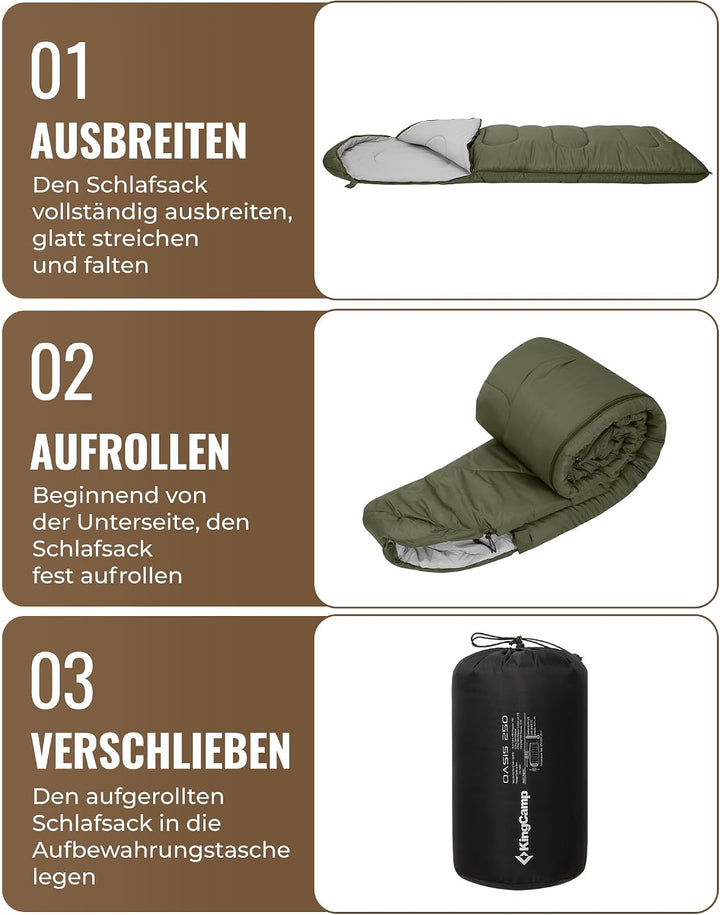 KingCamp Schlafsack für Erwachsene, kaltes Wetter & warm, XL, grosse und hohe Flanell-Schlafsäcke mi